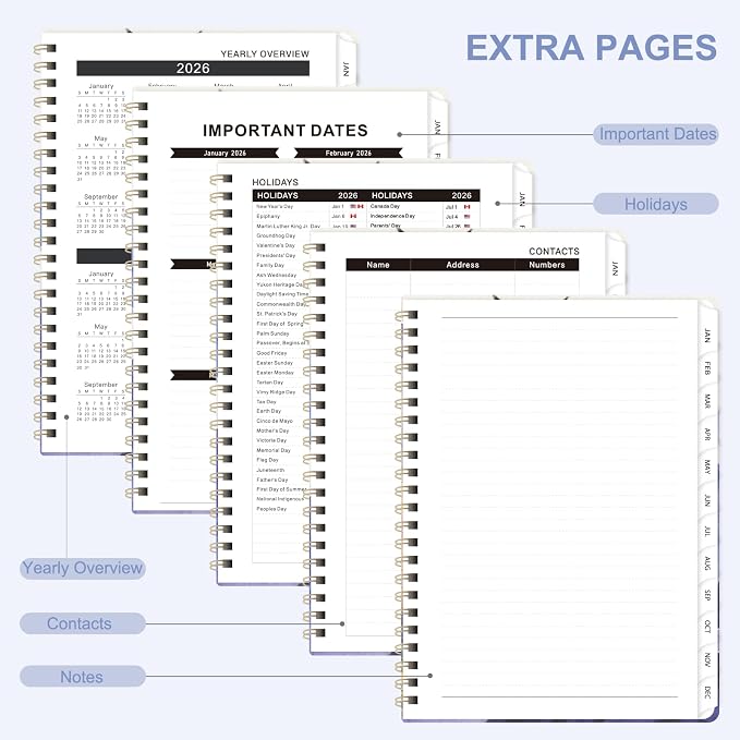 2026 Planner, Weekly and Monthly Calendar Planner Agenda, Jan 2026 - Dec 2026, Planning Academic Book, Office Desk Accessories and School Supplies - A5 (6.3'' x 8.5'')