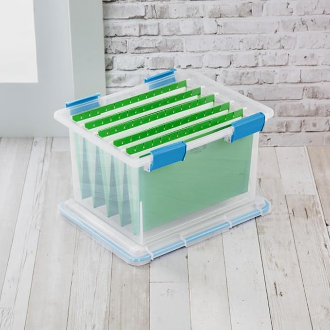 Sterilite 16-Pack Gasket Box, Weather-Resistant Storage Bins with Latching Lids, 32 Quart - Heavy-Duty Organizing Containers for Closet, Bathroom, and Office