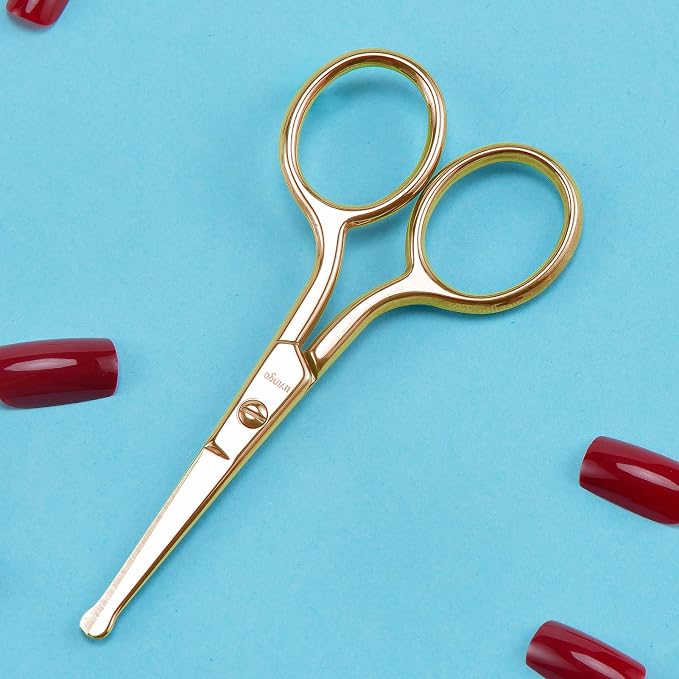 LIVINGO Professional Nose Hair Scissors Rounded Tip Stainless Steel | Straight Blade Design, Precision Grooming Tool, Beard Ear Facial Hair Trimming for Men Women