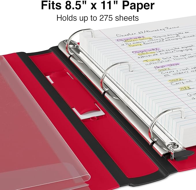Staples 1-Inch 3-Ring Better Binder, Durable View Binder for Office & School Organization, Red, 3-Pack