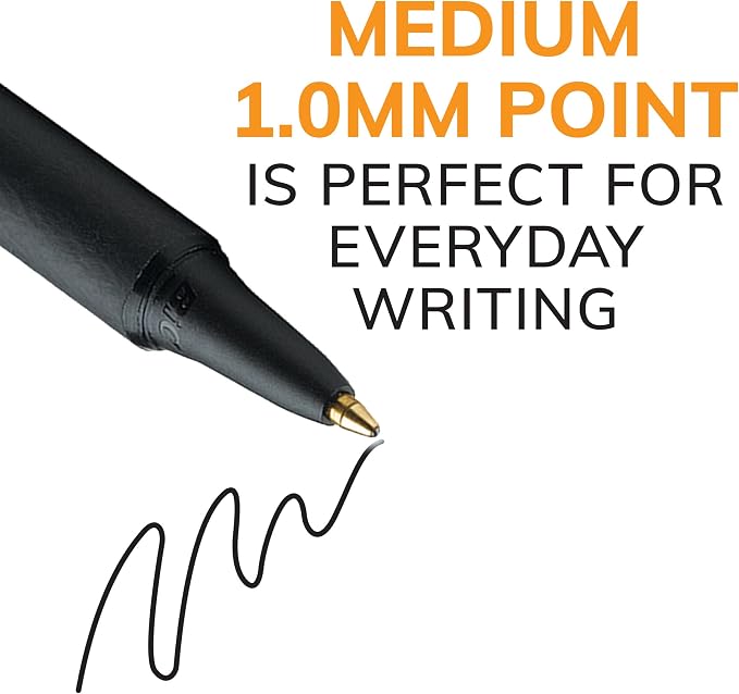 BIC(R Soft Feel(R) Retractable Ballpoint Pens, 1.0 mm, Medium Point, Blue Barrel, Blue Ink, Pack Of 12, BICSCSM11BE