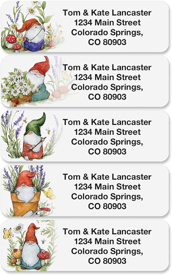 Colorful Images Rolled Personalized Return Address Labels | Forest Gnomes, 250 Count, Self-Adhesive , With Dispenser, Customize with Name & Shipping Address