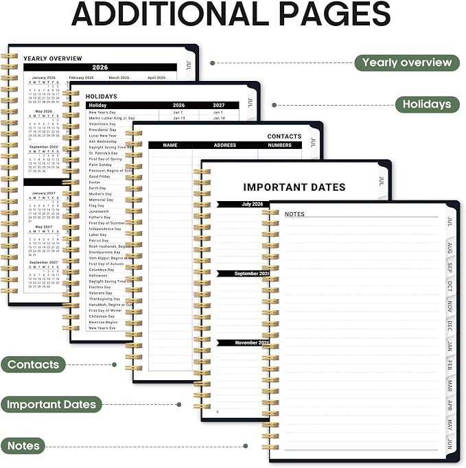 Planner 2026-2027, Academic Year Monthly and Weekly Calendar Planner, Jul 2026 - Jun 2027, Hardcover Teacher Student Planning Agenda book with Tabs, Perfect for School Office Supplies, 6.3" x 8.5" - Garden Bird