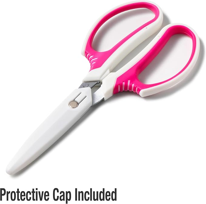 Beaditive Multipurpose Craft Scissors - High-Leverage Crafting Scissors with Sharp Carbon Steel Blades - Ergonomic Sewing Scissors for Heavy Duty Projects - Safe Office, Scrapbook, Leather Scissors