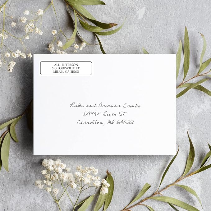 Clear Outline Rolled Address Labels / 500 Personalized Return Address Labels/Designer Address Stickers in Elegant Plastic Dispenser