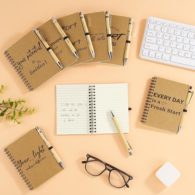 Dynta 16 Sets Employee Appreciation Gifts Bulk (20 Goodie Bags), Inspirational Notebooks, 4x5.5 Journals Bulk with Motivational Pens, Thank You Gifts for Coworkers Teachers Nurses Volunteers