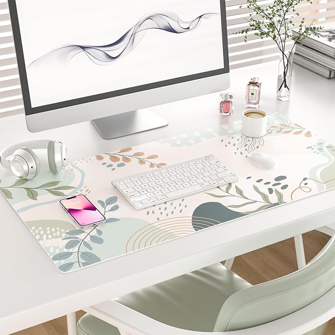 Colorful Star Large Mouse Pad, Green Pink Waterproof Desk Mat, Abstract Boho Double Sided Computer Gaming Mouse Pad, XXL Full Desk Mousepad Non Slip Desk Pad for School Office Home 31.5" x 15.7"