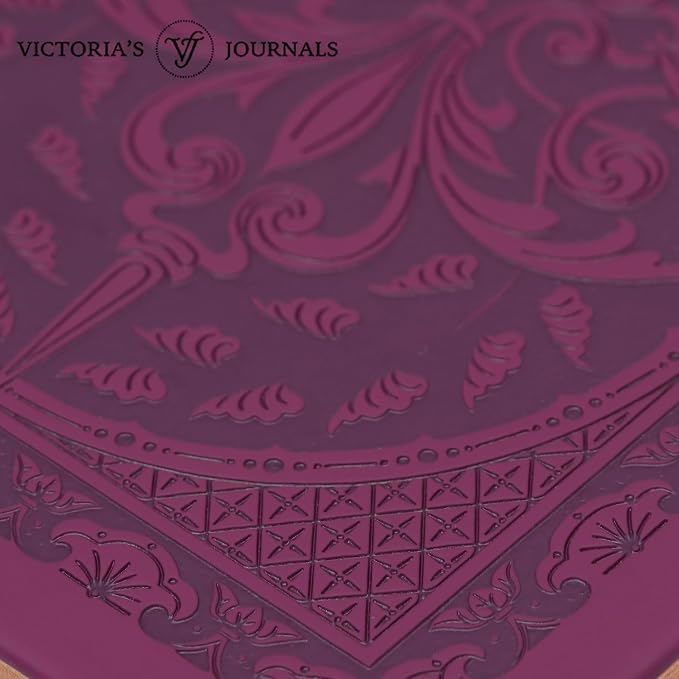 VICTORIA'S JOURNALS Vintage Journal Faux Leather Gilded Edge Hardcover | Retro Embossed Cover, Fountain Pen Friendly Paper, Premium Vegan Leather Notebook, Gilded Edges, Great for Gifting