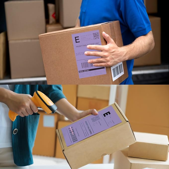 Half-Sheet Printable Shipping Labels- 5 1/2 x 8 1/2- Matte Purple Mailing Labels- Laser/Inkjet Compatible - 50/Pack