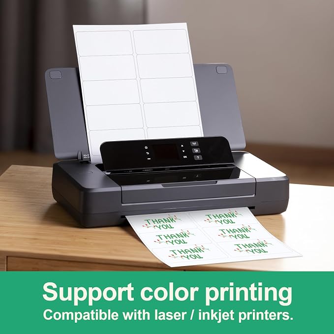 2 x 4 Inch Mailing Labels, 100 Sheets, 1,000 Labels | 10 Labels Per Sheet for Laser & Inkjet Printers, Smooth White Surface, Permanent Adhesive, Clear Printing