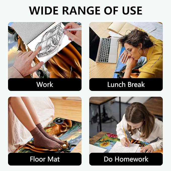 Heated Mouse Pad with 3 Levels Heated & 3 Hours Auto Shut-Off Mouse Pad for Warming Hands in Office Home, 23.6" x 14.2"Large Safe Desk Mat Hand Warmer，Fine Horse