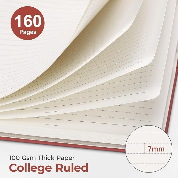 AHGXG Spiral Journal Notebook, 160 Lined Pages, A5 Size (5.7'' x 8.3'') | for Men & Women, Journaling, Writing, Work & Office, Hardcover, 100 GSM Thick Paper (Wine Red)