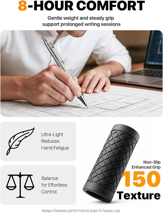 Metal Mechanical Pencil Set, Break-Resistant 0.9mm 6-Pack with Storage Case | 360 Leads, 3 Erasers+9 Refills, Non-Slip Grips, Bold Point For School Writing, Sketching, Art Drawing & Professional Drafting