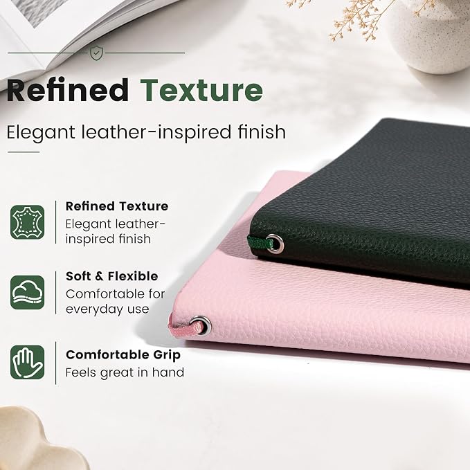 CAGIE Lined Journal Notebook for Men & Women,176 Pages A5 Medium Size, Softcover Leather Journals for Writing, College Ruled Notebook for Work & School, 100 GSM Thick Paper (5.7'' x 8.3'') (Green)