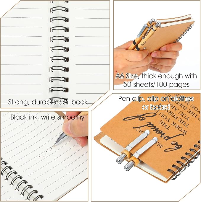 16 Sets Employee Appreciation Notebooks Bulk, Mini Spiral Journal with Pen, Staff Appreciation Gifts for Coworker Team Nurse Graduate, Thank You Notebooks with Bamboo Ballpoint Pens