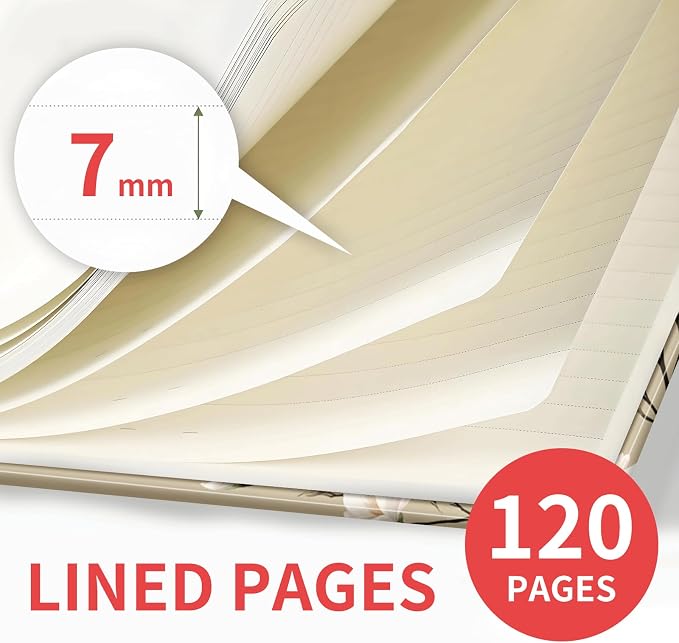 KZYVFNPQ Spiral Journal Notebook for Women Men, A5 Cute Hardcover Lined Notebook with Strong Binding,College Ruled Notebook for Office Work Writing(White Beige Flowers)
