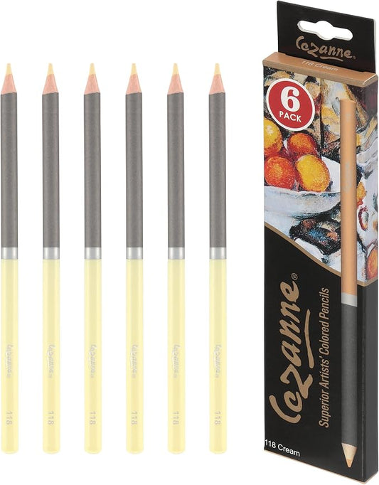 Cezanne Creative Mark Premium Colored Pencils, Cream, 2 Packs (12 Count) Highly Pigmented Artist Set, Smooth Sketching Coloring Highlighting Blending, Soft 3.3Mm Wax-Based