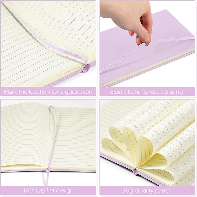 Honoson 20 Pack A5 Lined Journal Notebooks Hardcover Executive Notebook 5.5" x 8.3" PU Leather Wide Ruled Journals Bulk 160 Pages for Back to School Supplies Office Business Home (Pink)