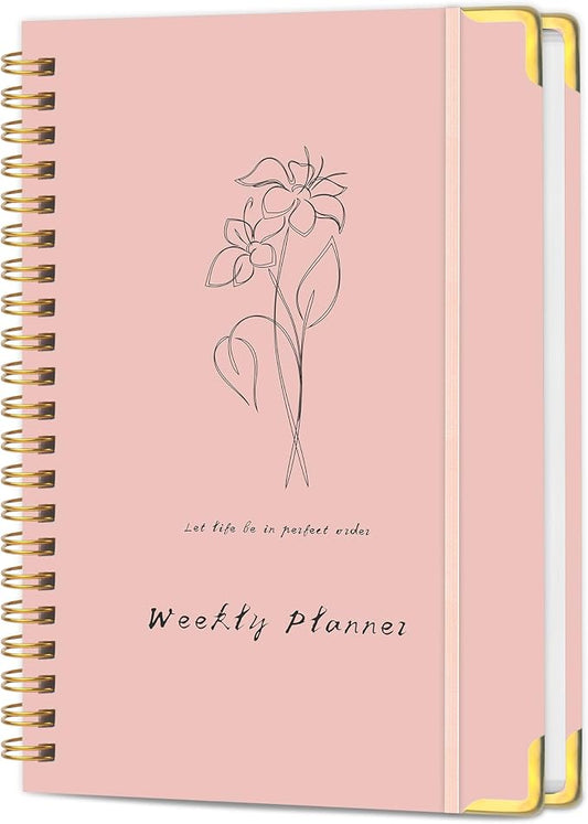 Undated Weekly Planner with To-Do List & Habit Tracker, 6" x 8" | 52-Week, 2-Page Weekly Spreads, No-Bleed Paper, Smooth Writing, Inner Pocket, Metal Corner Protector, Elastic Closure