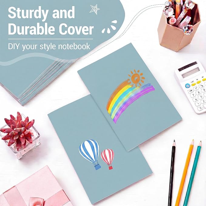Mimorou 100 Pcs Journals Notebooks Bulk - Kraft Softcover A5 Small Notebooks 5.5 Inch x 8.3 Inch Notepads with 60 Page 30 Sheet for Writing Sketch Travel Office Supplies(Lake Blue,Lined)
