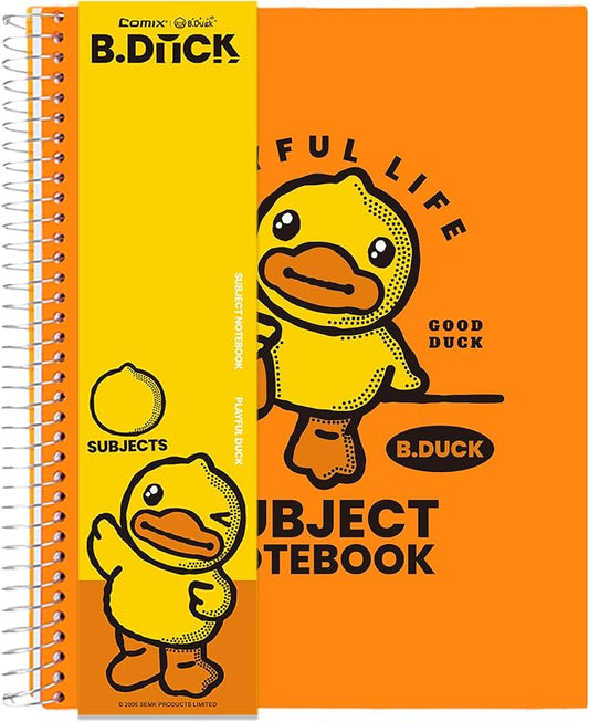 Comix Plastic Cover 3 Subject Notebook, 150 Sheets 8-1/2" x 11" College Ruled Notebook with 3 Dividers for Office/School/Home, Orange