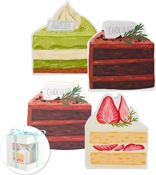 Cake Notepad Set 4 Pack of Dessert Themed Memo Pads Cute Mini Notebook for Baking Lovers Sweet Gift Idea Pocket-Size Memo Pads 110 Sheets/Pack (Cake)
