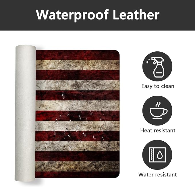 Britimes American Flag Desk Mat Deak Pad Non-Slip PU Leather Large Keyboard Mouse Pad Office Desktop Accessories for Office,Work,Home Decor(31.5"X15.7")