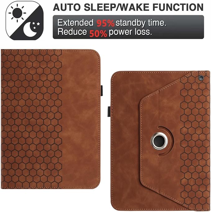 Rotating Case for Amazon Kindle Fire HD 10 Tablet & Fire 10 Plus Case,Brown | (13th/11th Generation 2023/2021 Release) 360 Degree Swivel PU Leather Folio Stand Cover for 10.1" Fire HD 10 11th/13th Case