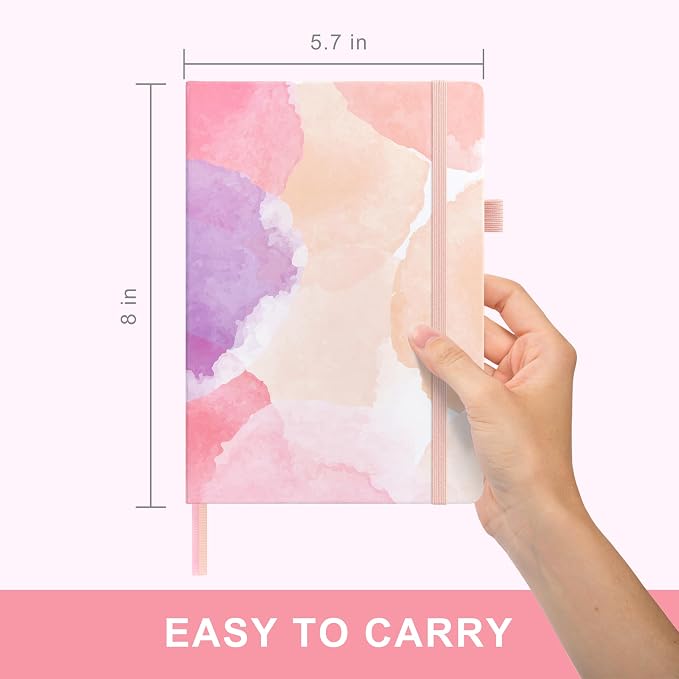 &And Per Se Lined Hardcover Notebook – A5 5.7"x8" College Ruled, 160 Pages, 100gsm Thick Paper – Aesthetic Journal for Women, Gift-Ready Planner, Everyday Writing Notebook (Black)