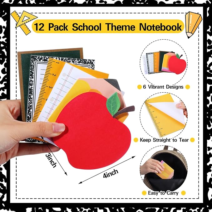 Eaasty 24 Pcs Back to School Teacher Gifts Bulk Cute Composition Notepads and Ballpoint Pens with Ribbon Inspirational Thank You Gifts for Teacher, Student, Staff, Coworker