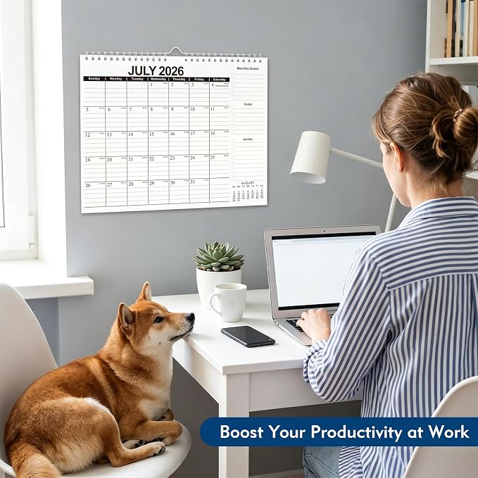 Comix 2026-2027 Wall Calendar, 18 Months Jul 2026 - Dec 2027 Monthly Planner, 120 GSM Thick Paper Lined Blocks, Hanging Calendar for Home Office Classroom, 14 x 11 Inch