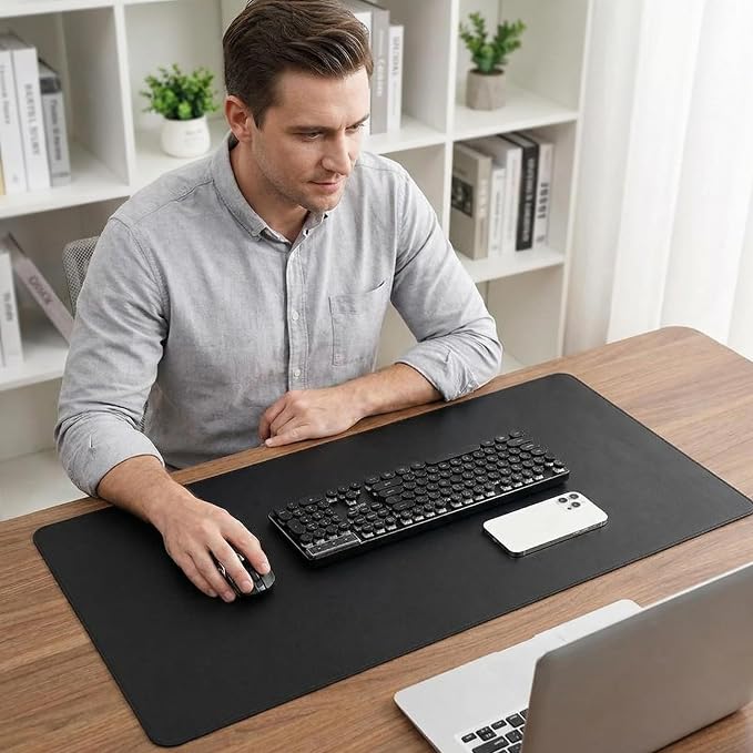 Non-Slip Desk Pad,Desk mat,Mouse Pad,Office Desk mat,Waterproof PU Leather Desk Blotter Mat,Laptop Desk Pad,Desk Writing Pad for Office and Home (Black, 23.64'' x 27.97'')