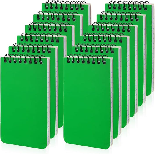 12 Pack mini Spiral Steno Pads,3x5 Inch Small Pocket Notebooks,75 Sheets/150 Pages College Ruled Lined Note Pads For Kids Adults Outdoor,Home,School,Office (Green)