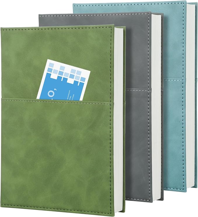 Comix 3 Pack Lined Journal Notebooks for Work, 240 Pages, 5.5"x8.3", Hardcover, A5 Medium College Ruled, Journaling Notebooks for Notes-Taking, Fits for Office School Home, Cool Hues