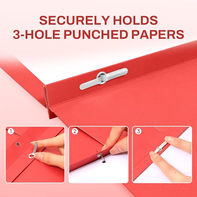 SUNEE 2 Pocket Folders with Prongs (25 Pack, Red), Paper Folders with 2 Pockets and 3 Prongs Fit Letter Size Paper, Folders with Prongs for School Office Home Business