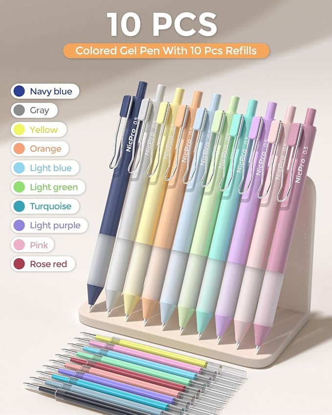 Nicpro Aesthetic Highlighters and Gel Pen set with Case, 33PCS | Bible Study Supplies with 12 Assorted Colors Bible Highlighter No Bleed, 10 Fine Point Colored Ink Gel Pens for Journaling