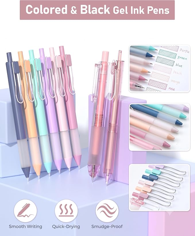 Nicpro School Supplies with Pen Case Pink, 52 PCS Stationery Set for Girls | Large Capacity Pencil Case with 12 Highlighters, 8 Pens, 10 Mechanical Pencil, 6 Multicolor Pen for back to school Essentials