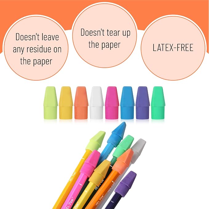 Mr. Pen- School Eraser Combination Set, 60 Pack, Assorted Colors | Latex Free Erasers for School, Office, Art Sketching, Homework, Exams, Clean Smudge-Free Correction