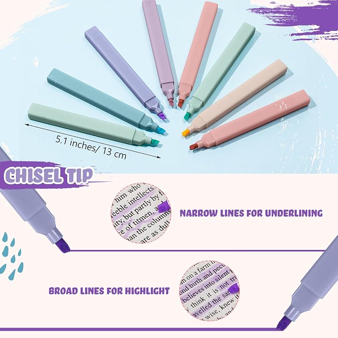 Marspark 216 Pcs Highlighters Bulk Chisel Tip Aesthetic No Bleed Cute Color Marker Pens for Journal Planner Notes School Study Office Supplies(Boho Colors)