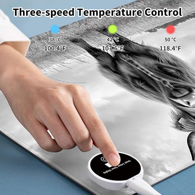 Heated Desk Pad Mouse Pad,Heated Desk Mat,with 3 Heating Levels & 3 Hours Auto Shut-Off,Leather 23.6"*14.2" Gaming Mouse Laptop Mat,Foot Warmer,Cute Highland Cow Black