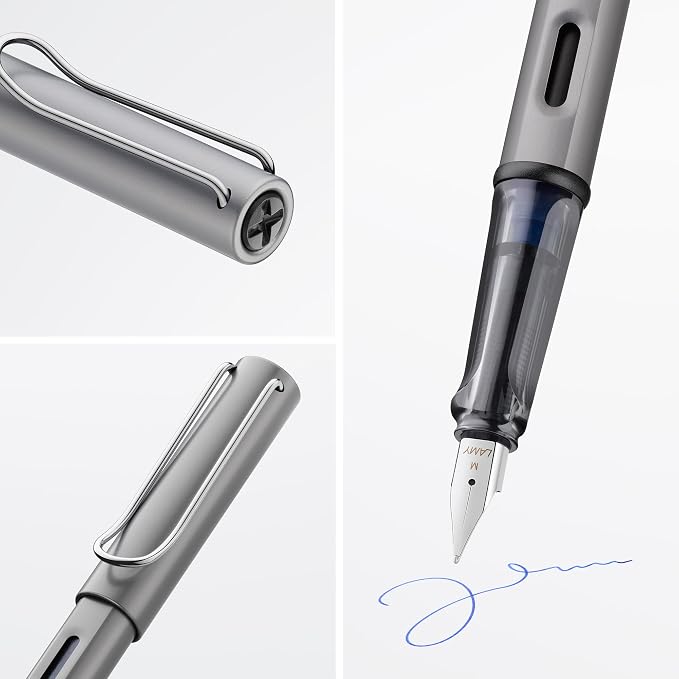 LAMY AL-star graphite - Fountain Pen with ergonomic grip & polished steel nib in size F - lightweight aluminum body - including LAMY T 10 blue cartridge - Right-Handed