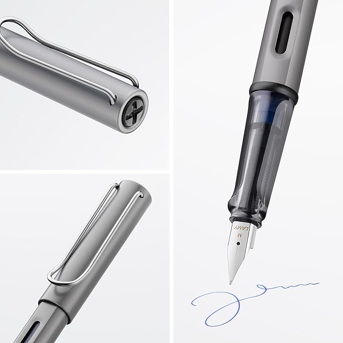 LAMY AL-star graphite - Fountain Pen with ergonomic grip & polished steel nib in size M - lightweight aluminum body - including LAMY T 10 blue cartridge - Right-Handed