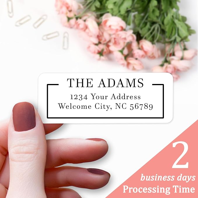 Personalized Return Address Labels Stickers - Set of 240 Elegant Custom Mailing Labels for Envelopes, Self Adhesive Flat Sheet Rectangle Personalized Name Stickers