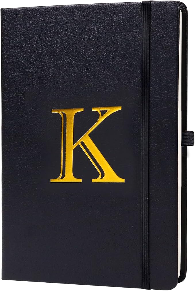 Business Notebook for Men Women, A5 Journal Notebook with A-Z , Dual-Sided Writing Paper Notebook with Dividers, Travel Journal for Teens, 200 Pages Leather Journal for Writing, Work, Meetings Black,K