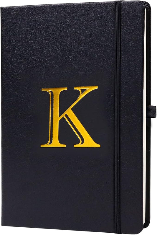 Business Notebook for Men Women, A5 Journal Notebook with A-Z , Dual-Sided Writing Paper Notebook with Dividers, Travel Journal for Teens, 200 Pages Leather Journal for Writing, Work, Meetings Black,K