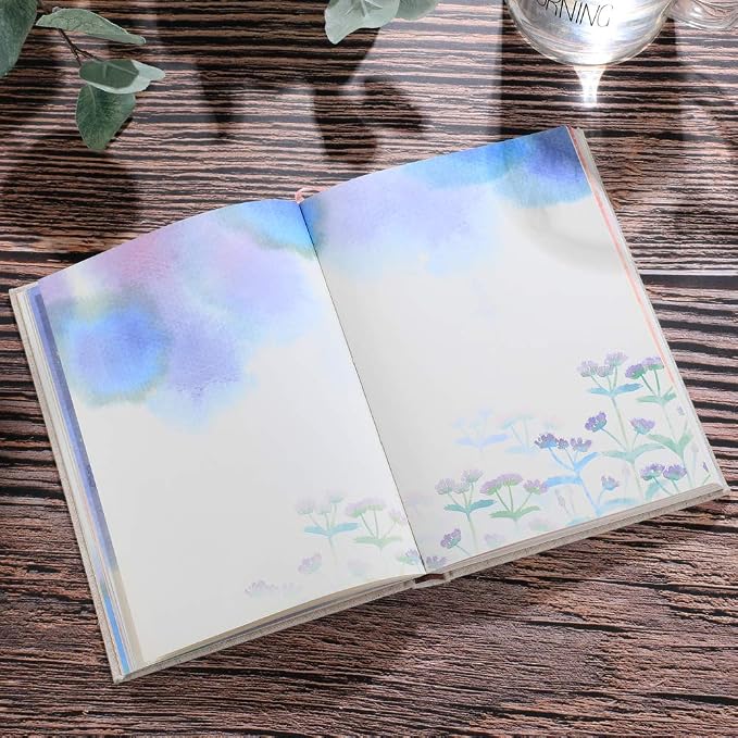 SIIXU Colorful Journal Notebook,A5-Blank,Multicolor | Hand-illustrated by an Artist, Unique Beautiful Watercolor Pages, for Women & Men, 2 Ribbon Bookmark, Lay-flat, Unruled Diary