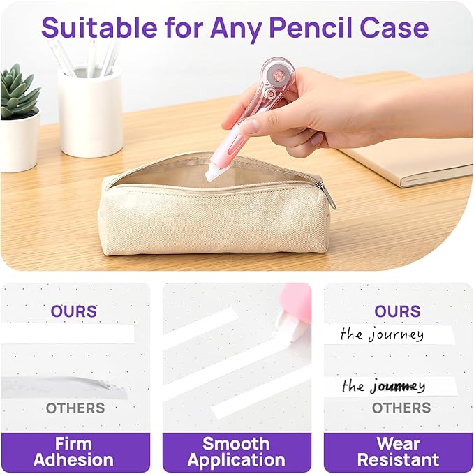 19.69ft Correction Tape Pens, Dry Instantly | Smooth Application, Stretch Resistant, Easy-to-Use Pen Style Correction Tape Applicator for School & Office Supplies