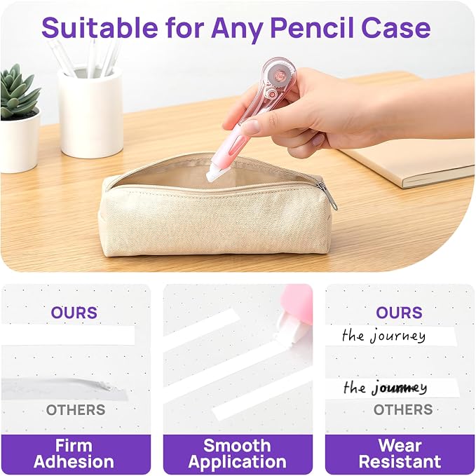 19.69ft Correction Tape Pens, Dry Instantly, Pen Style | Smooth Application, Stretch Resistant, Correction Tape for School Office Supplies