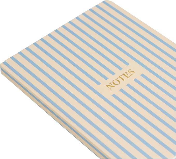 Pearhead Hardcover Journal Notebook 6x8 – Cream & Blue Stripe College-Ruled Writing Journal, 200 Lined Pages for Work, School & Journaling