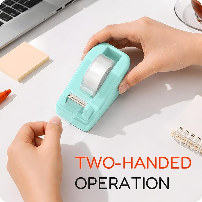 Lightweight Desktop Tape Dispenser, Tape Holder with 6 Rolls Transparent Tape, Stable Non-Skid Base for Office, Home & School, 1-Inch Core (0.71 in x 1000 in Each)